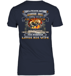 Skull I Have A Freaking Awesome Guardian Angel Watching Over Me In Heaven Shirt- Test random title 001